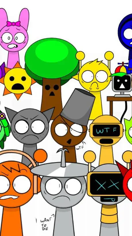 ai character: Sprunki Sus Simon background
