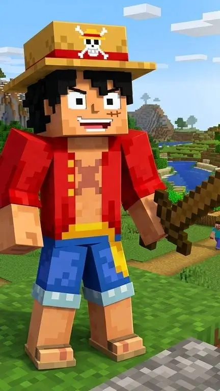 ai character: Minecraft Luffy background