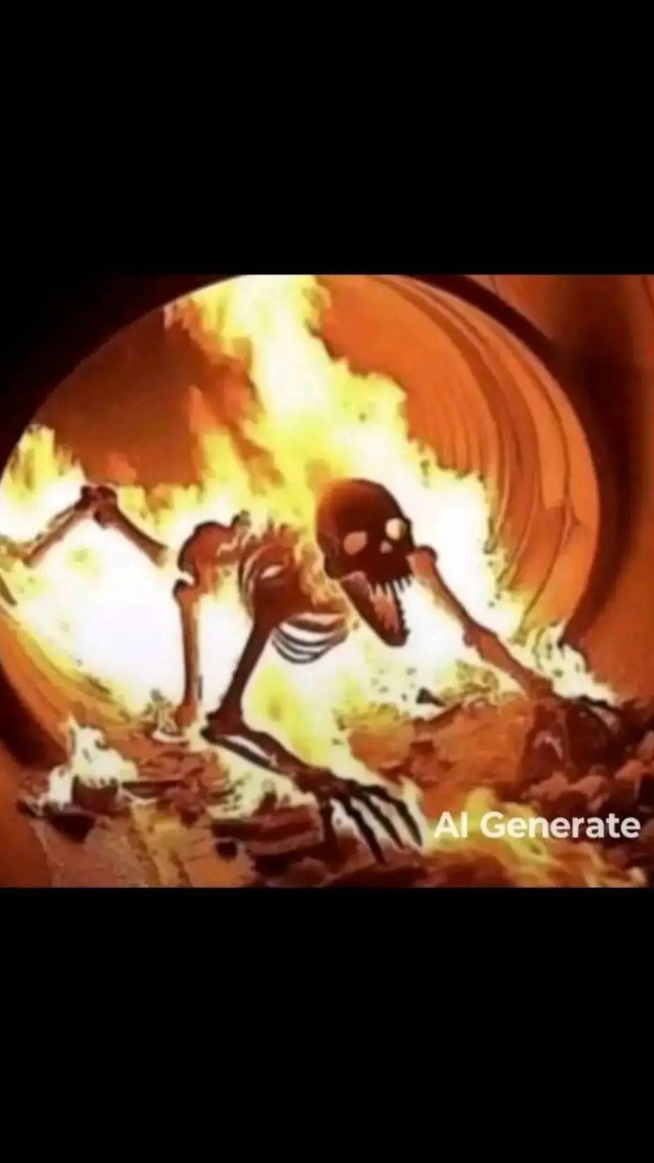 ai character: burning skeleton background