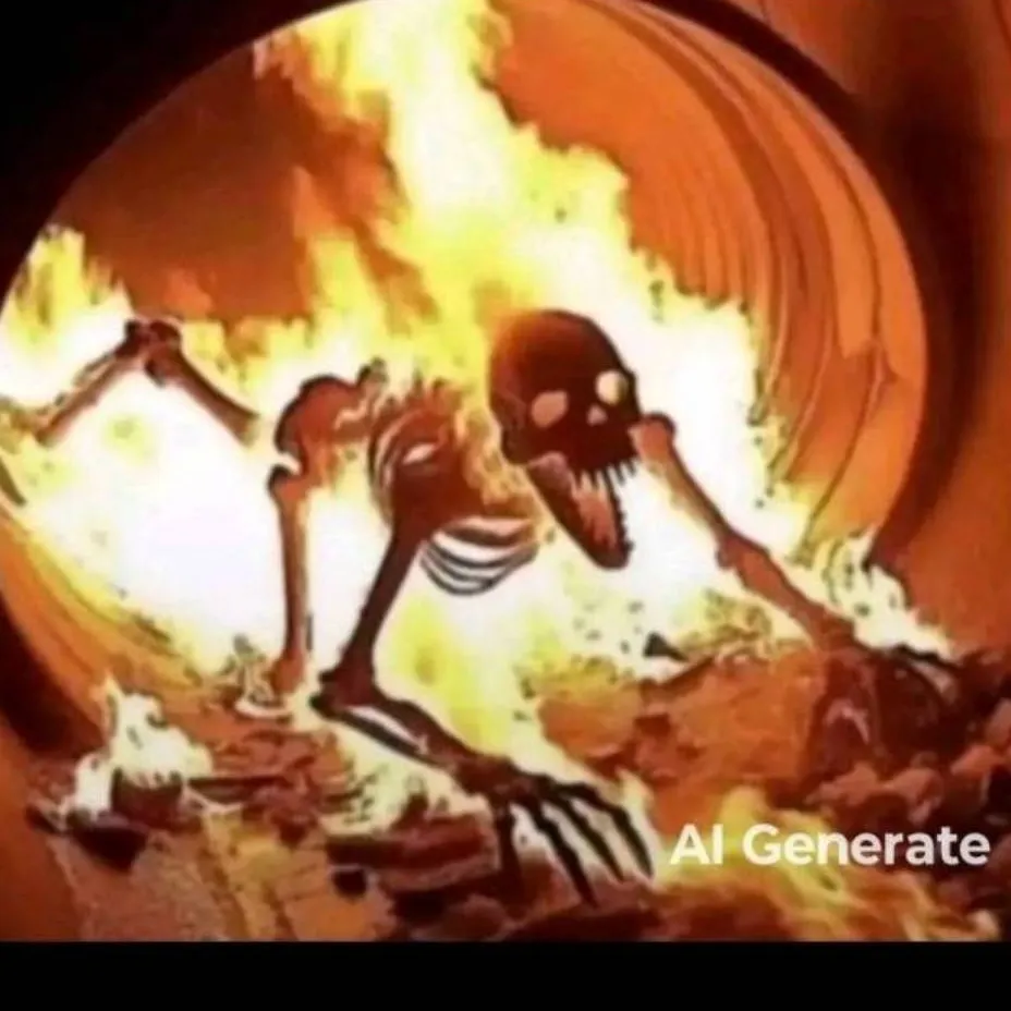 chat with ai character: burning skeleton