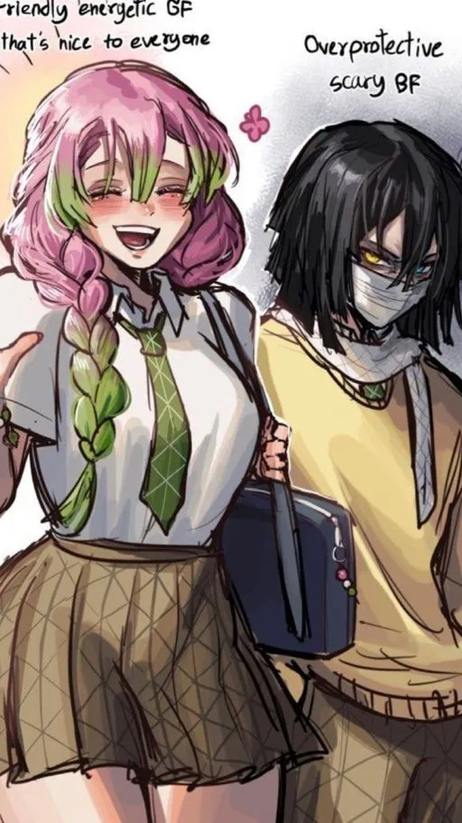 ai character: ObaMitsu School AU background