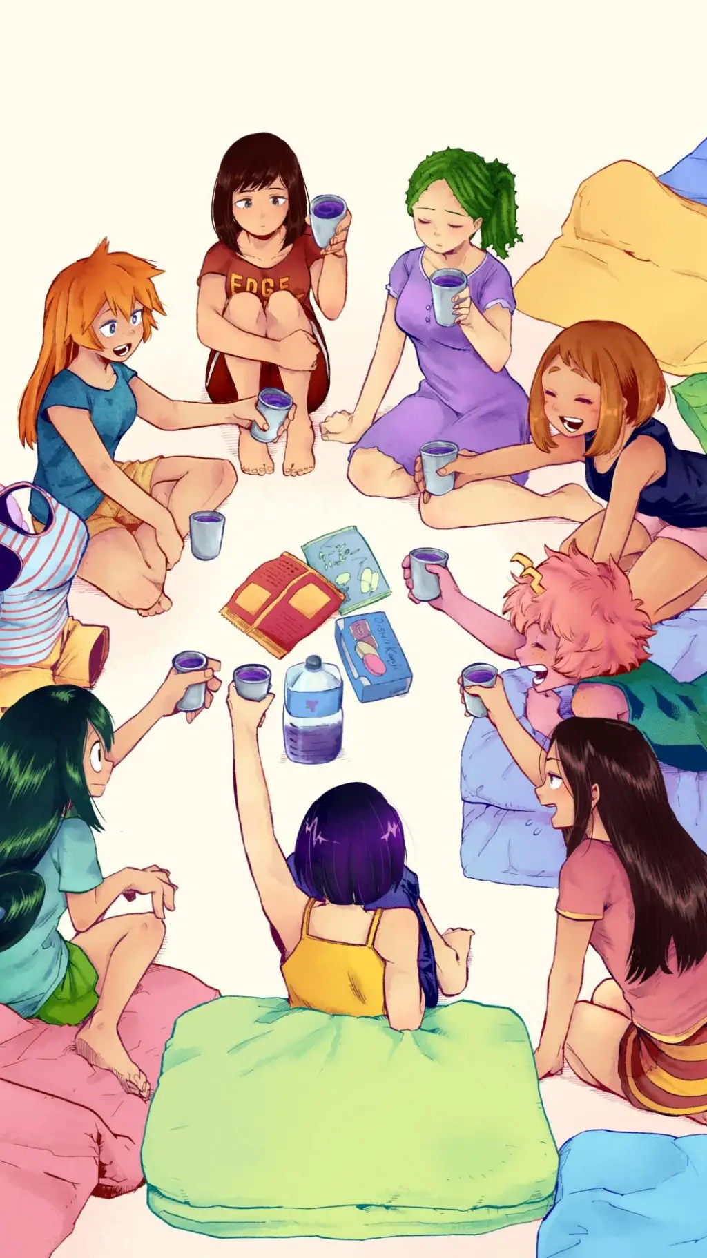 ai character: Mha girls sleepove background