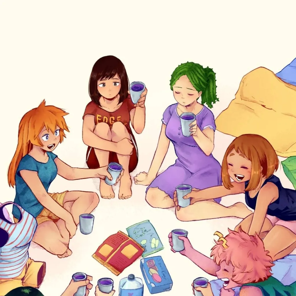 chat with ai character: Mha girls sleepove