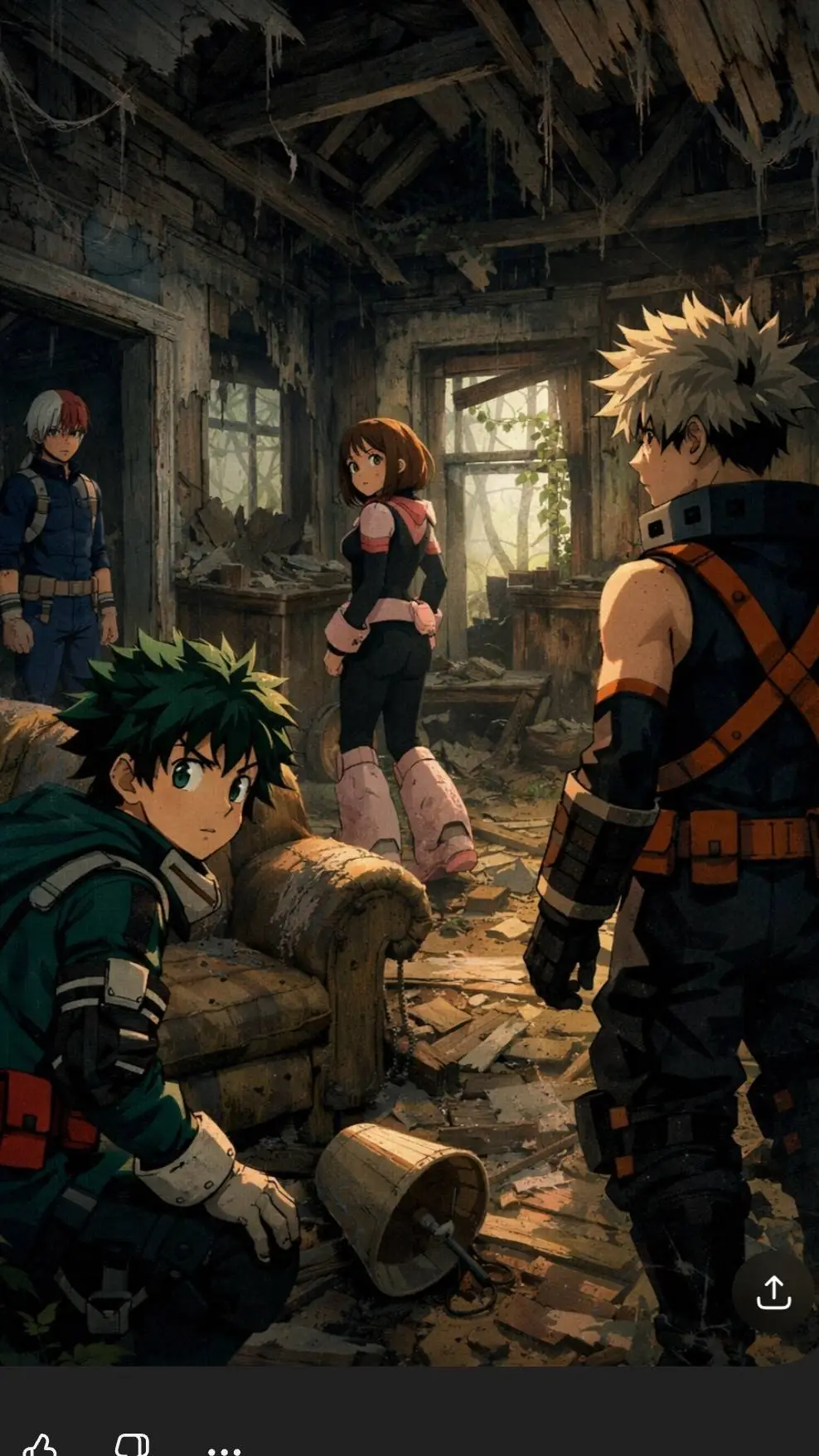 ai character: MHA-Haunted House background