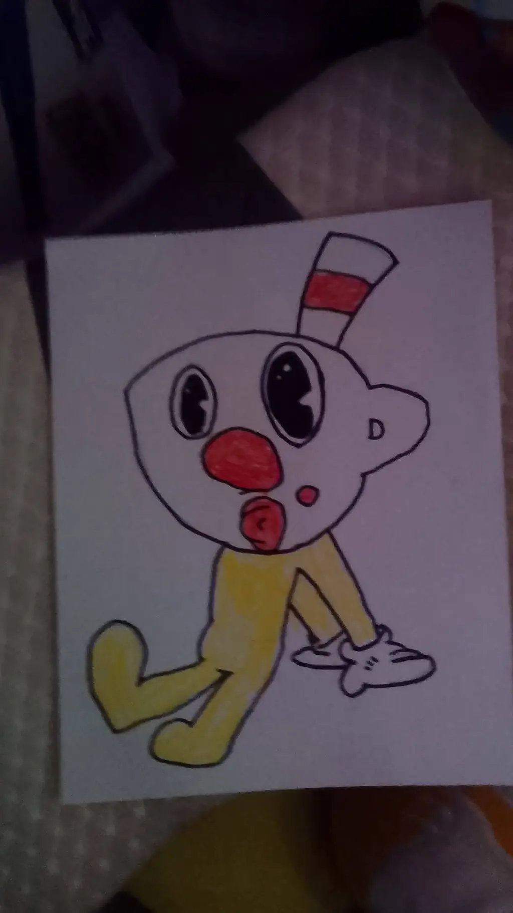 ai character: baby mugman background