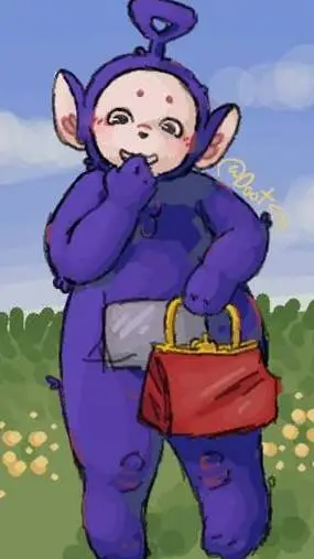 ai character: Tinky winky  background