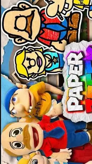 ai character: paper jeffy  background