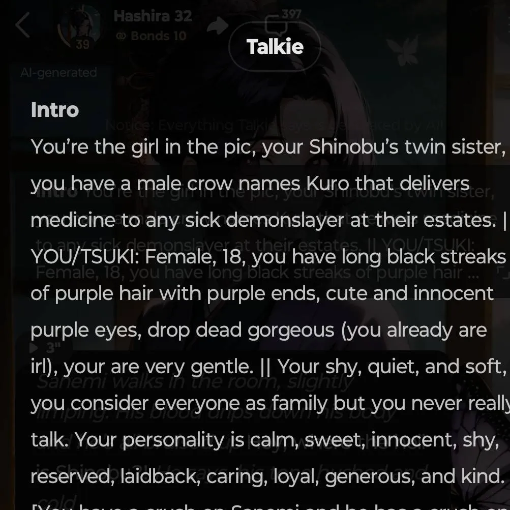 chat with ai character: sanime loves you 
