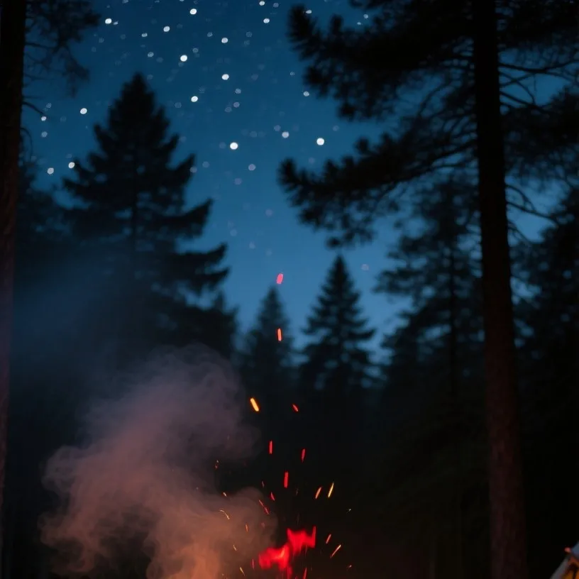 chat with ai character: A cozy camp fire