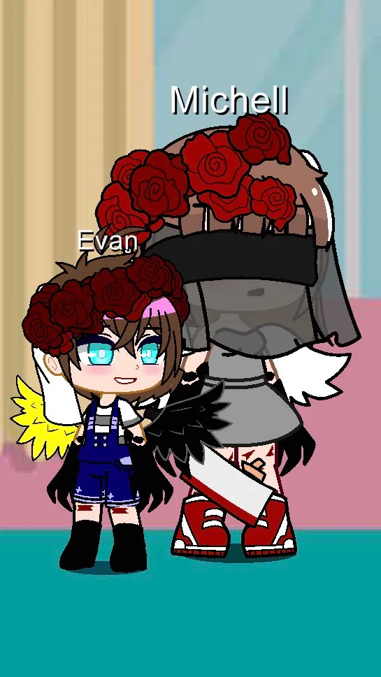 ai character: Michell and Evan  background
