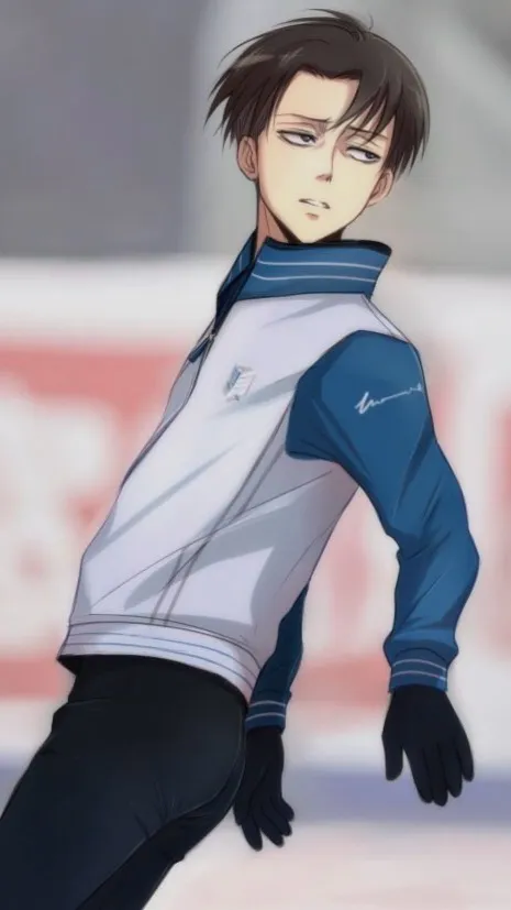 ai character: Levi: ice skating background