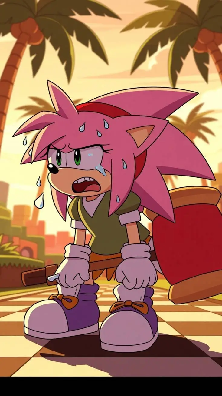 ai character: Amy cansada  background