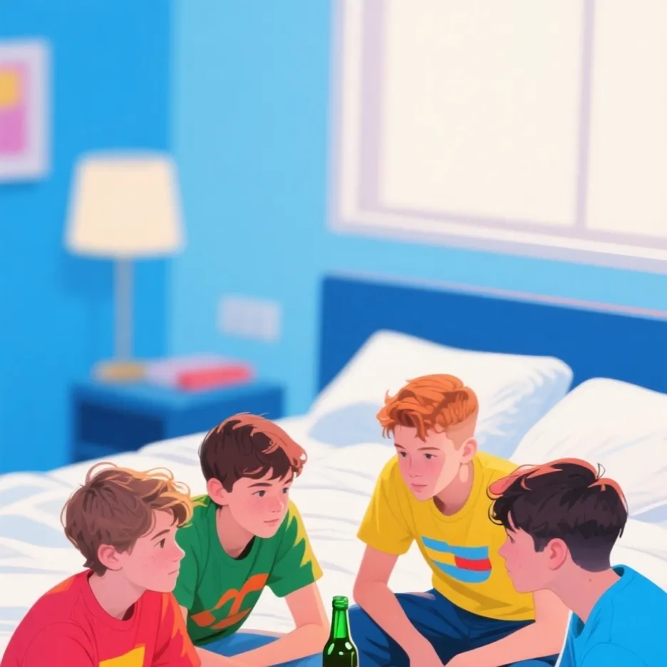 chat with ai character: The sleepover✋😝🤚