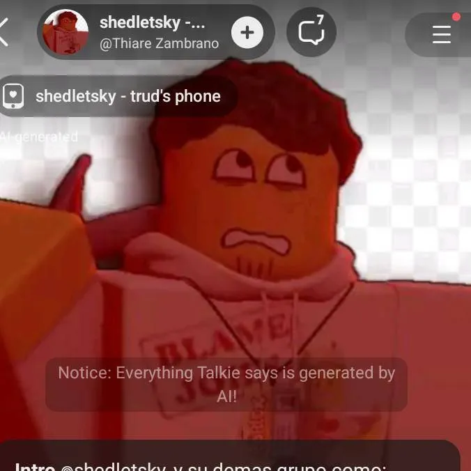 chat with ai character: shedletsky 
