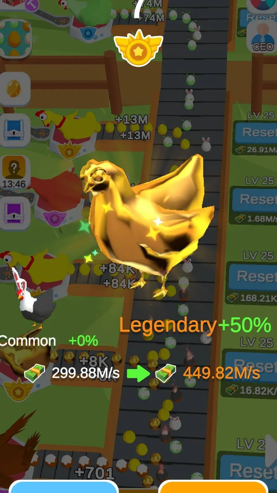 ai character: gold chicken  background