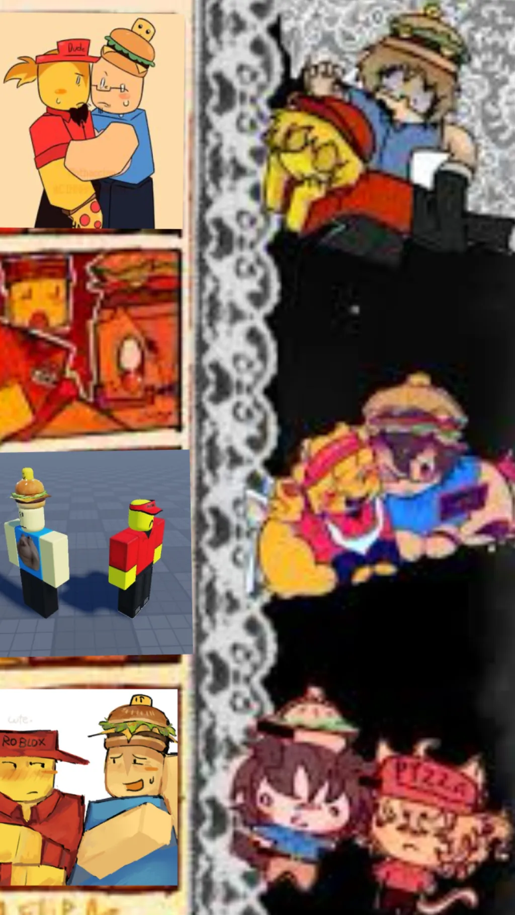 ai character: 🍕pizzaburger!🍔 background
