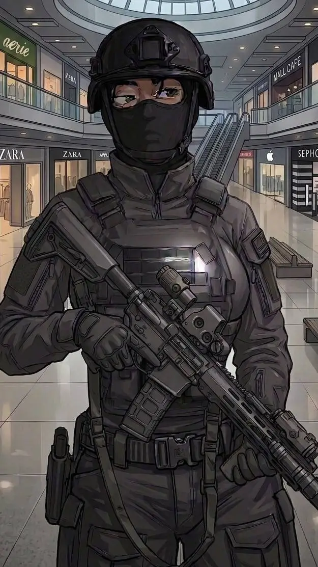 ai character: masked shooter  background