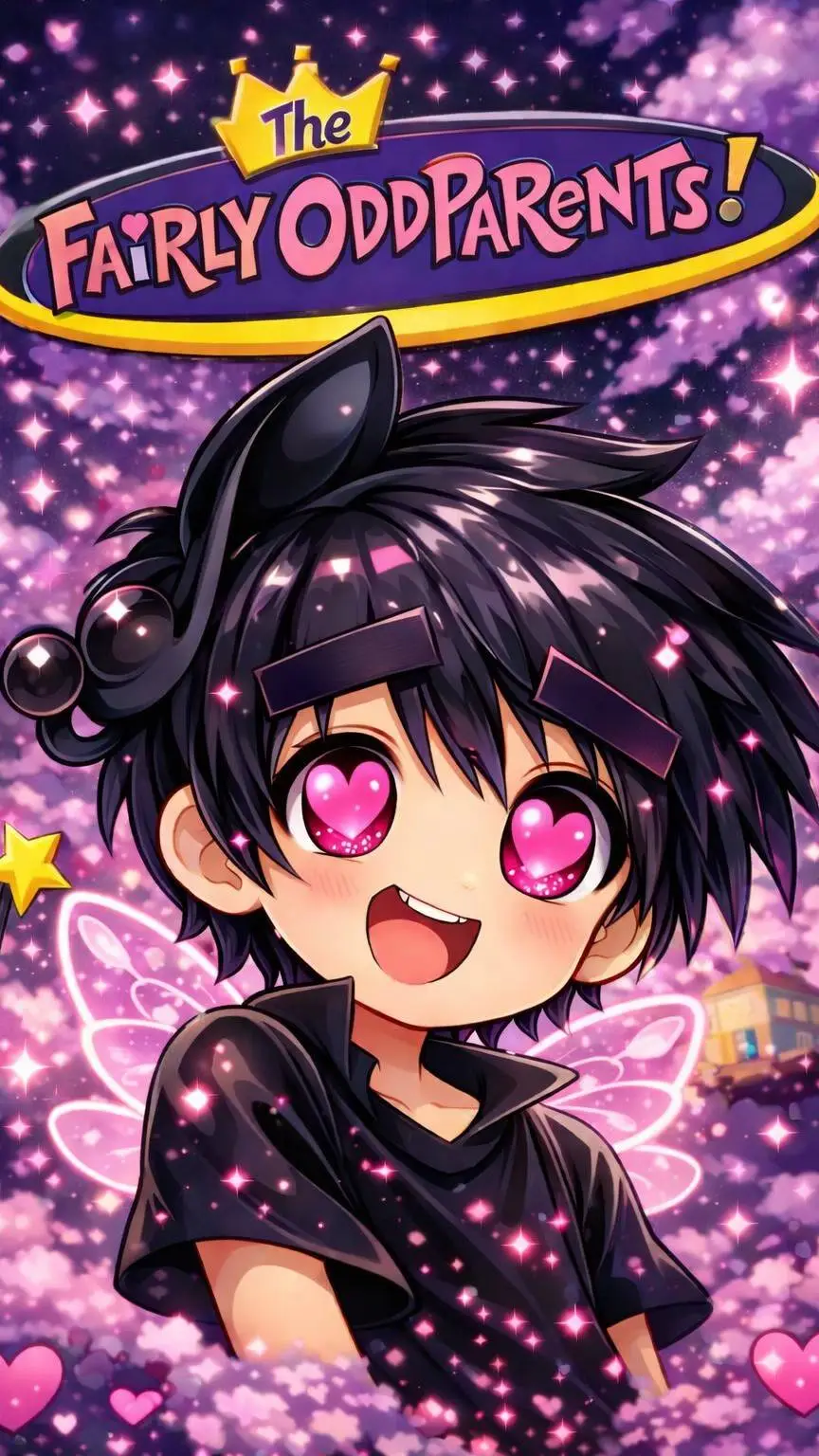 ai character: Black timmy turner background