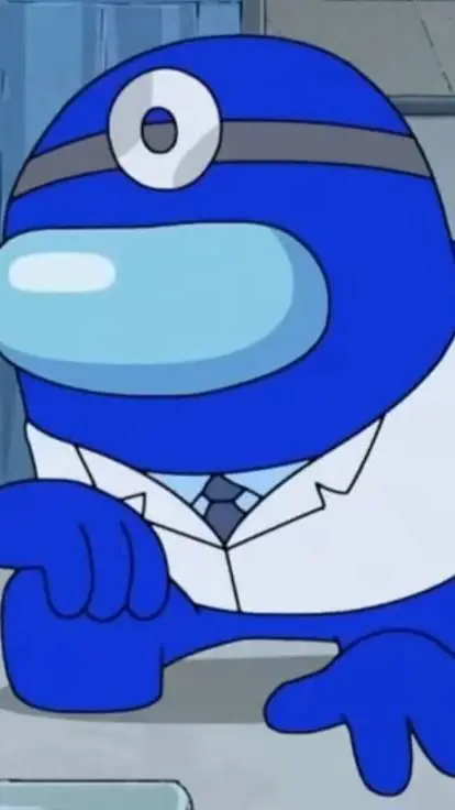 ai character: Blue Among us show background