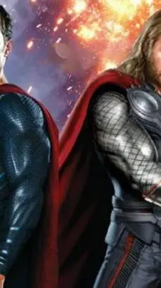 ai character: superman vs thor  background