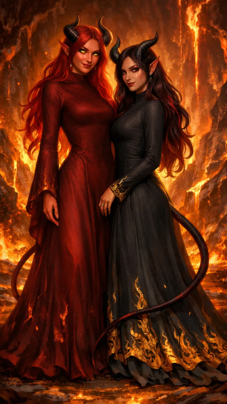 ai character: Ember and Tana background