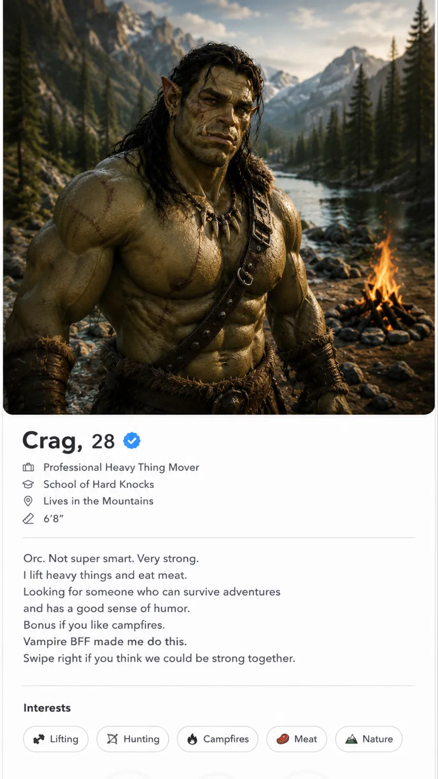 ai character: Crag background