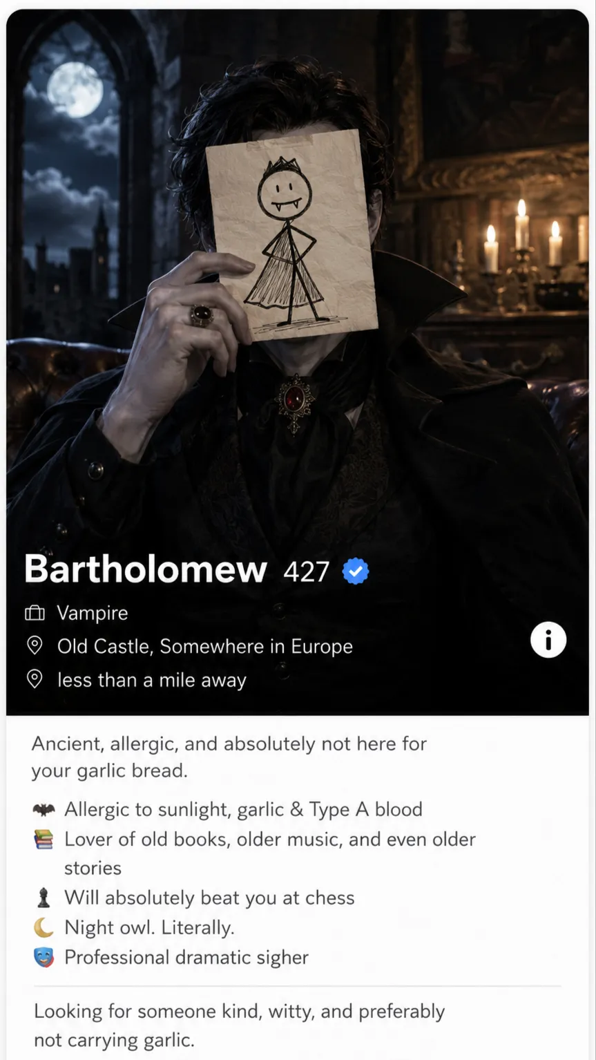 ai character: Bartholomew  background