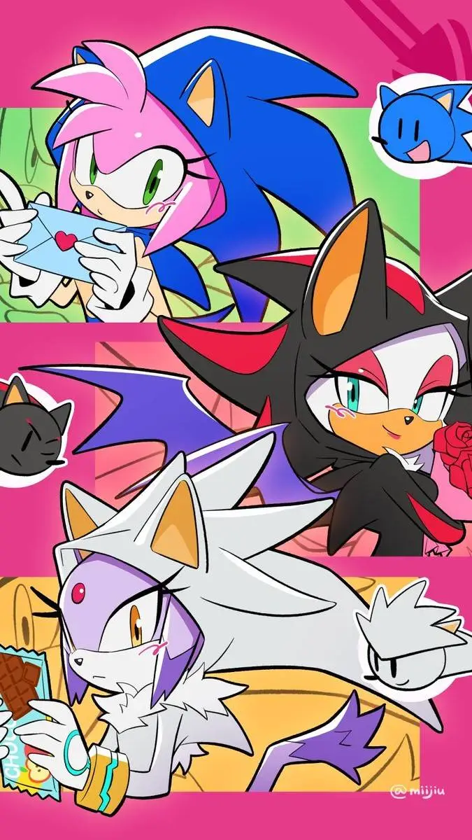 ai character: Sonic Crew✨️☝️🩷✌️ background
