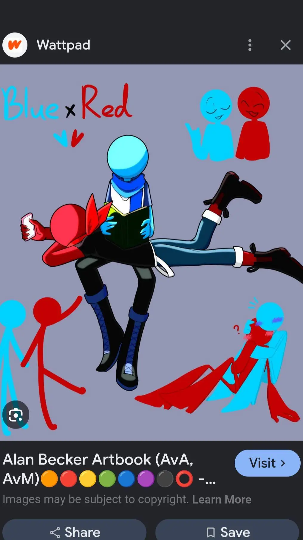 ai character: Blue x Red background
