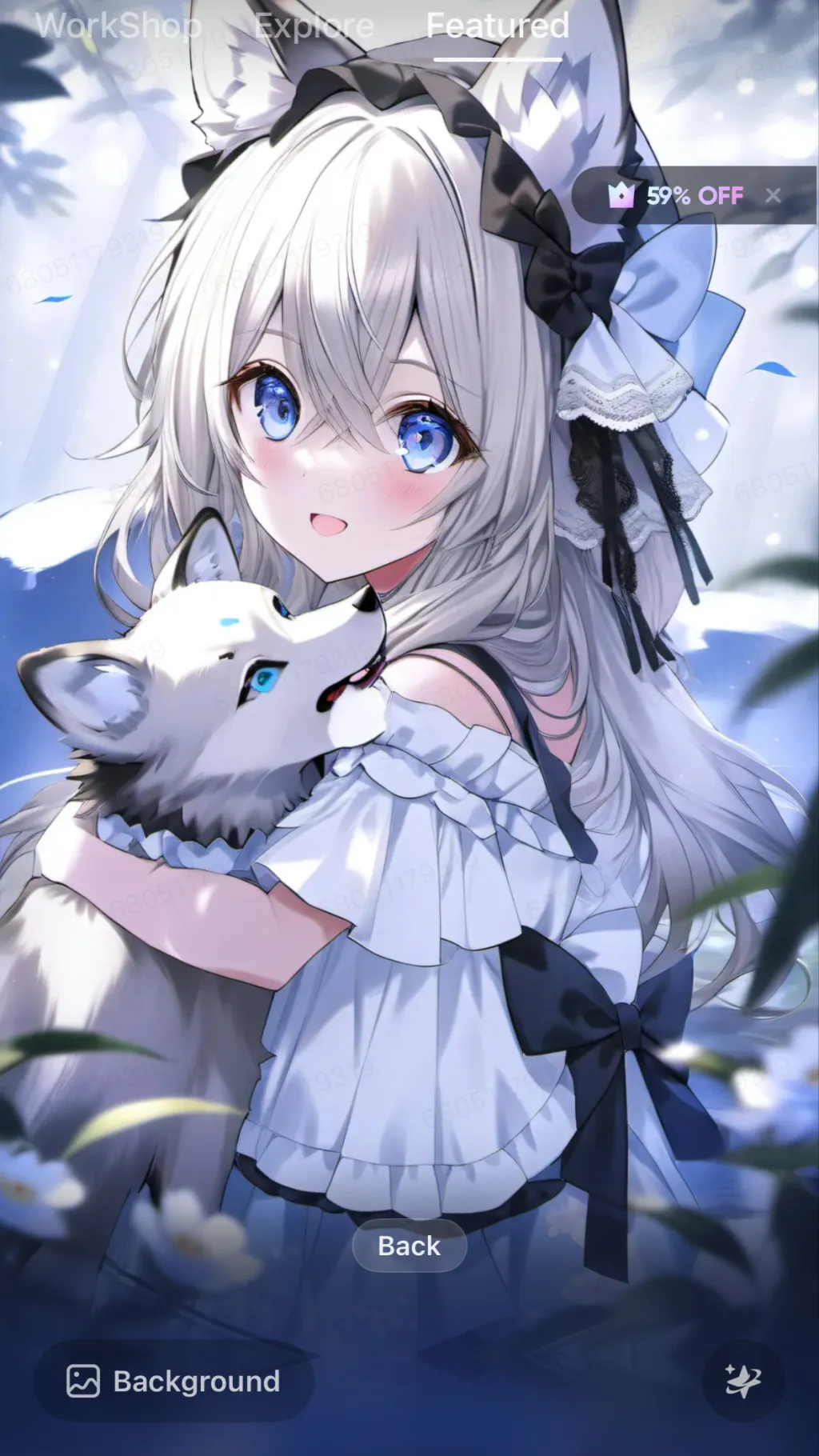 ai character: Ur wolf daughter background