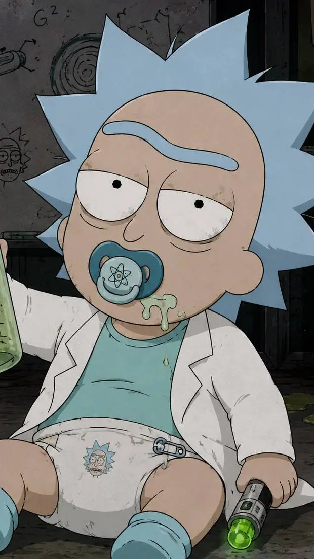 ai character: baby Rick  background