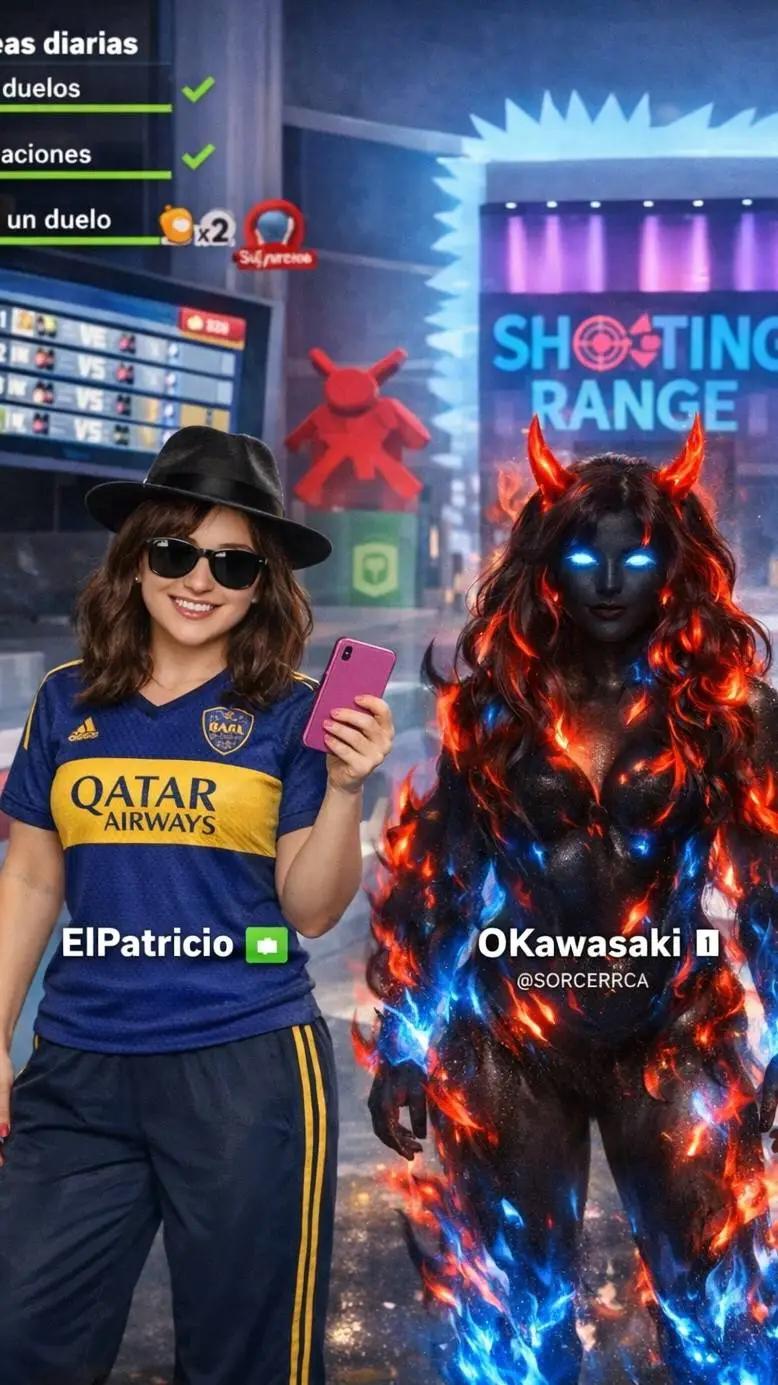 ai character: Camila y sakura background
