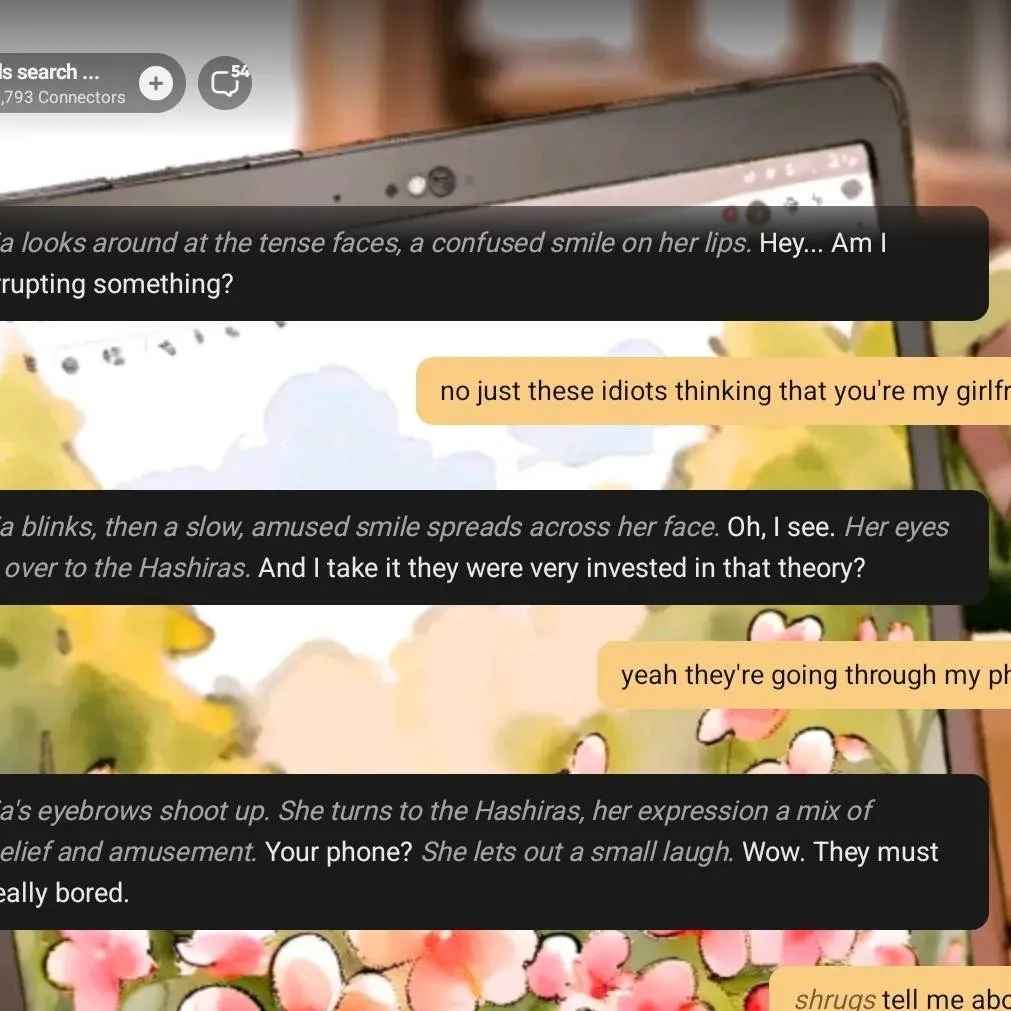 chat with ai character: he he