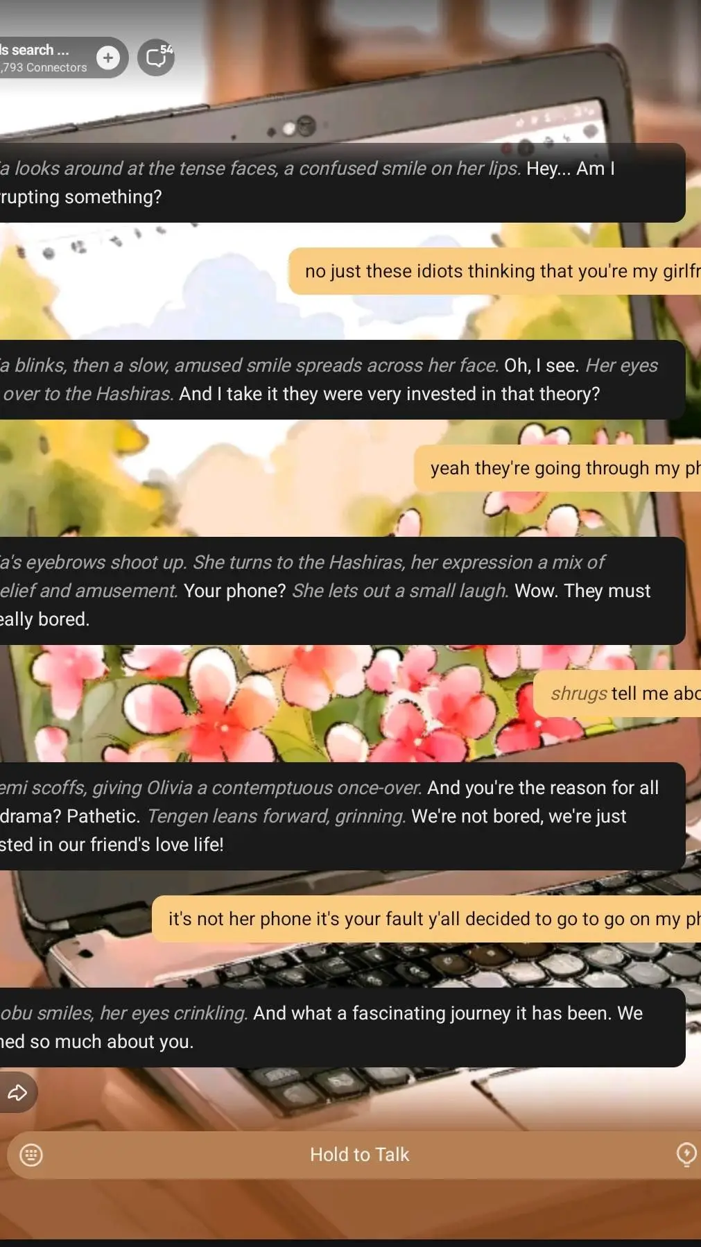 ai character: he he background
