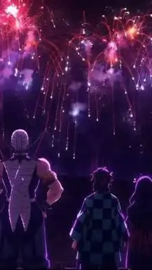 ai character: KNY Fireworks background