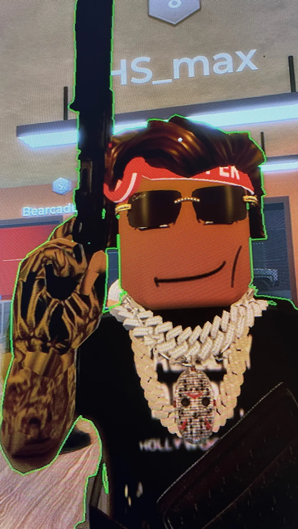 ai character: Flexing man background