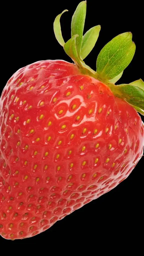 ai character: a strawberry background