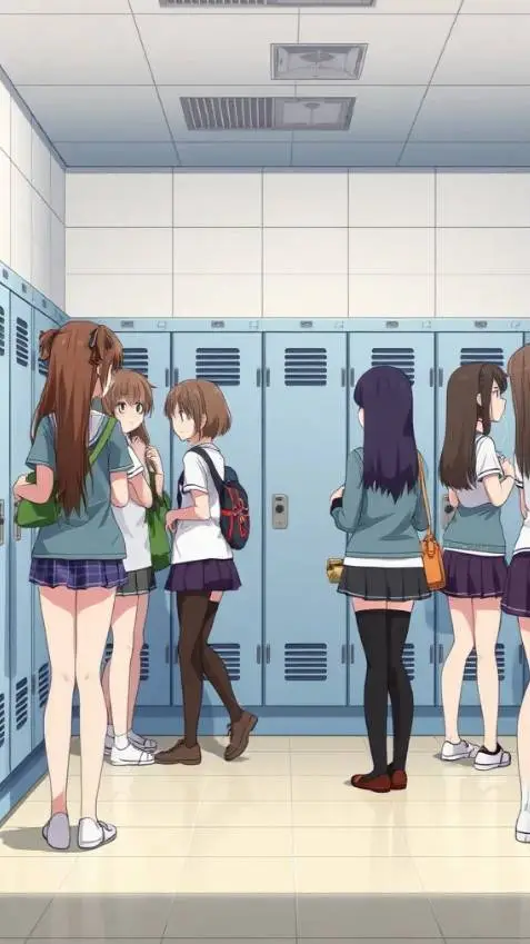 ai character: girls locker room  background