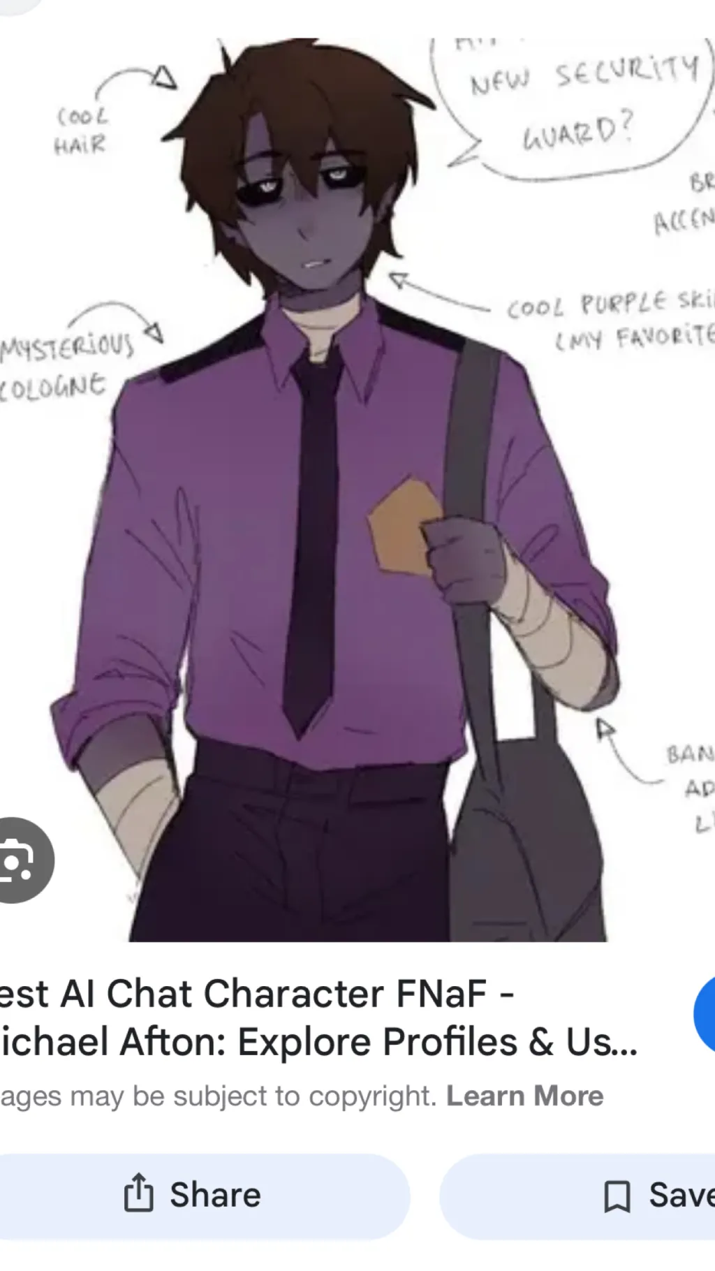 ai character: Michael afton background