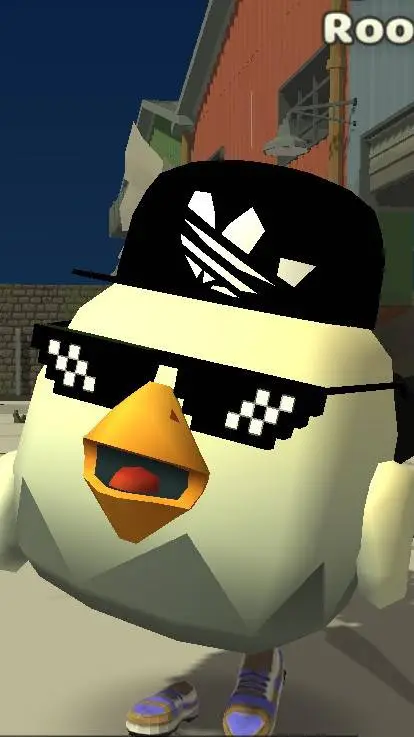 ai character: Eze chicken gun background