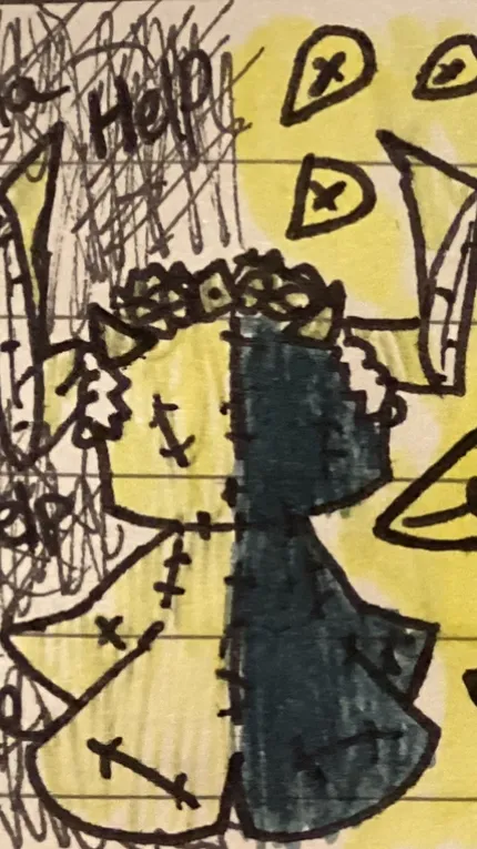 ai character: Y & B plushie background