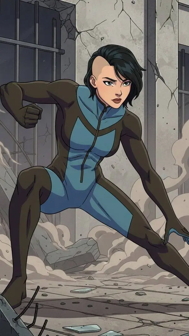 ai character: female Mohawk Mark background