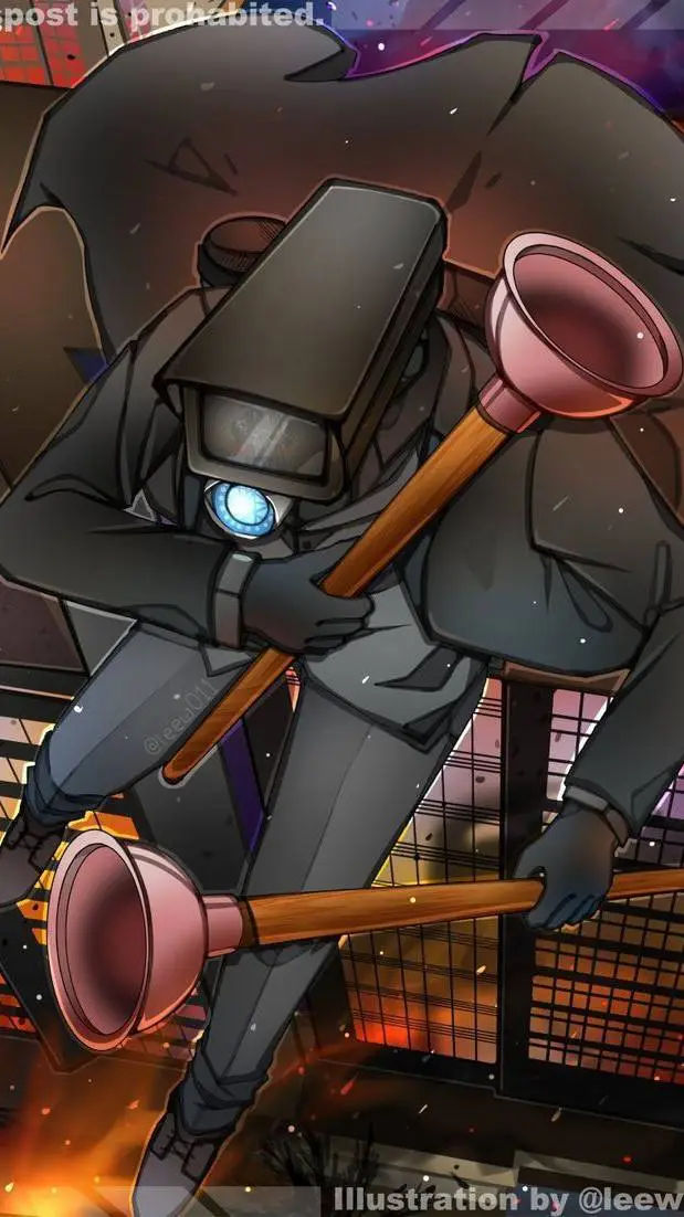 ai character: camara man plunger background