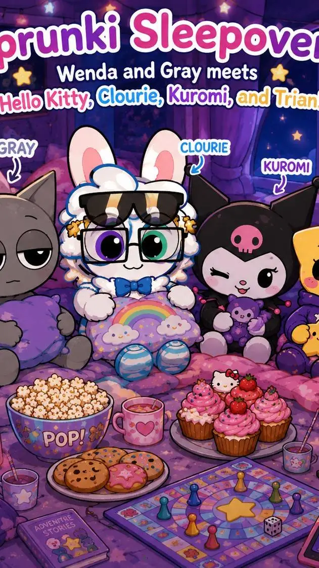 ai character: sanrio x sleepover background