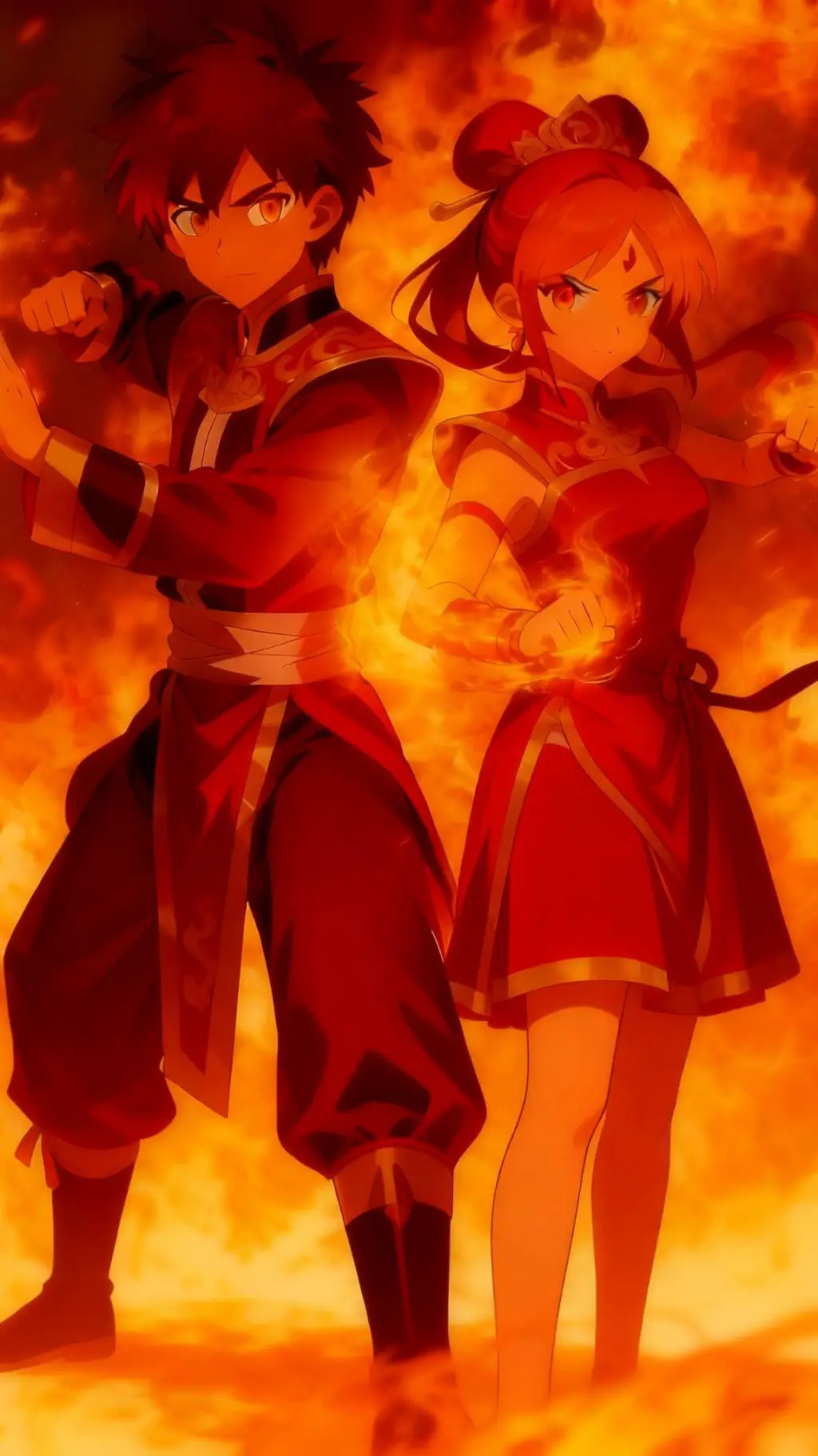 ai character: The fire twins  background