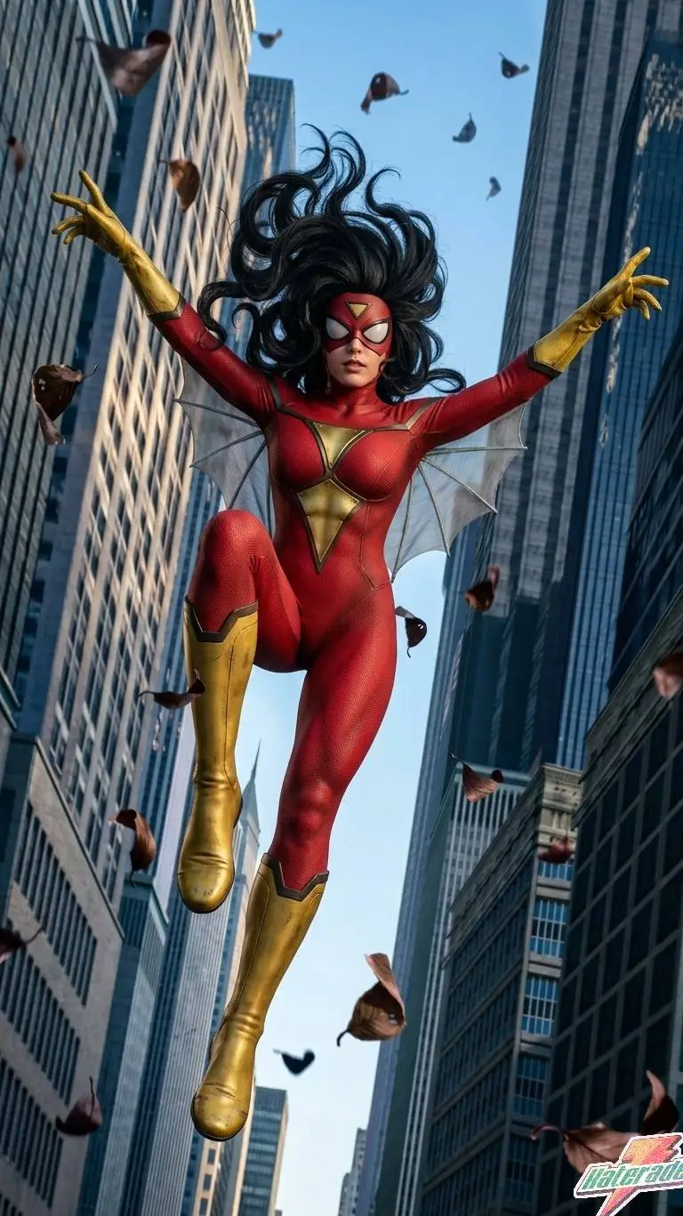ai character: Spider-woman  background