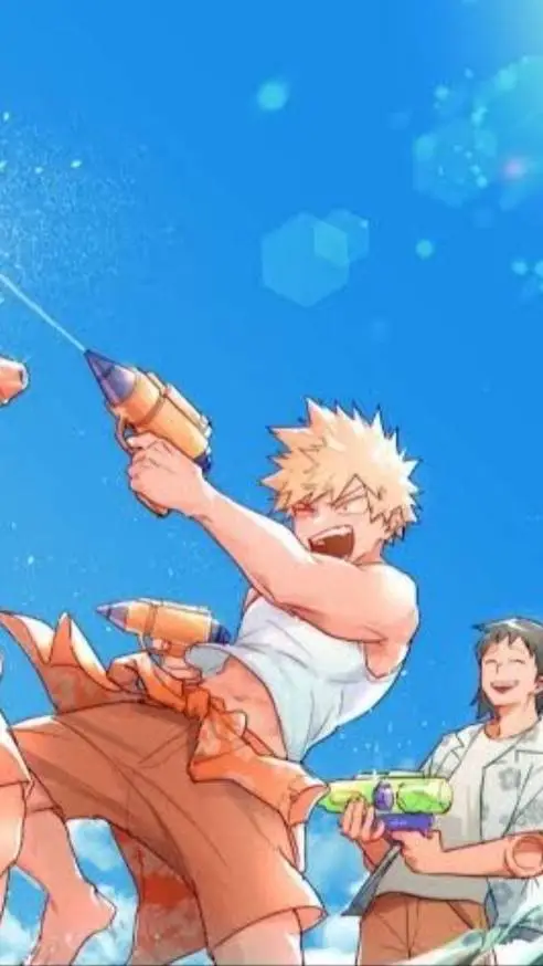 ai character: 🌊Mha beach🌊 background