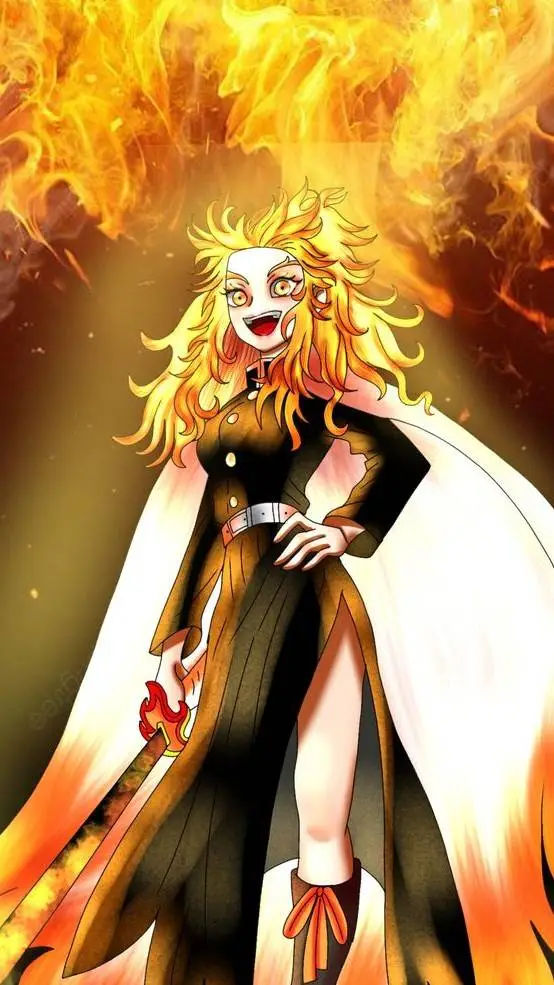 ai character: rengoku girl  background