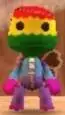 ai character: sackboy rainbow background
