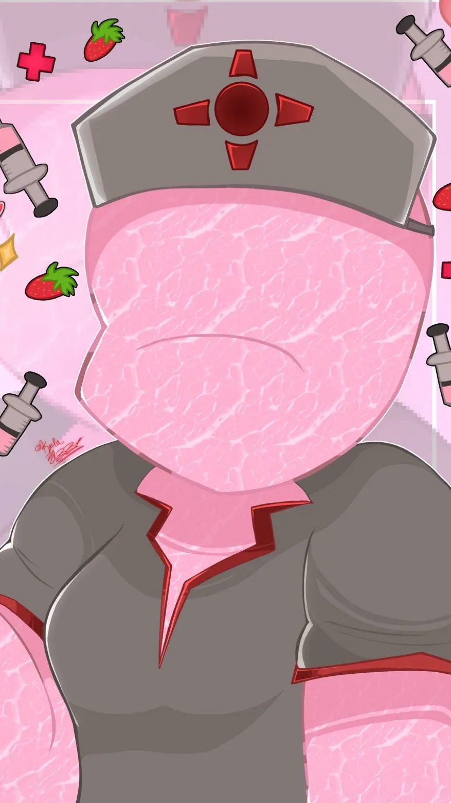 ai character: Strawberry  background
